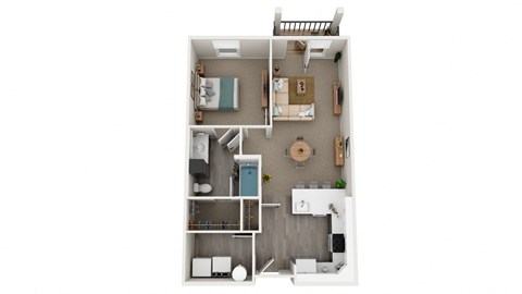 Floor plan for 1 bed, 1 bath, 723 sqft